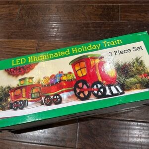 LED Illuminated Holiday Train Set - Red and Green